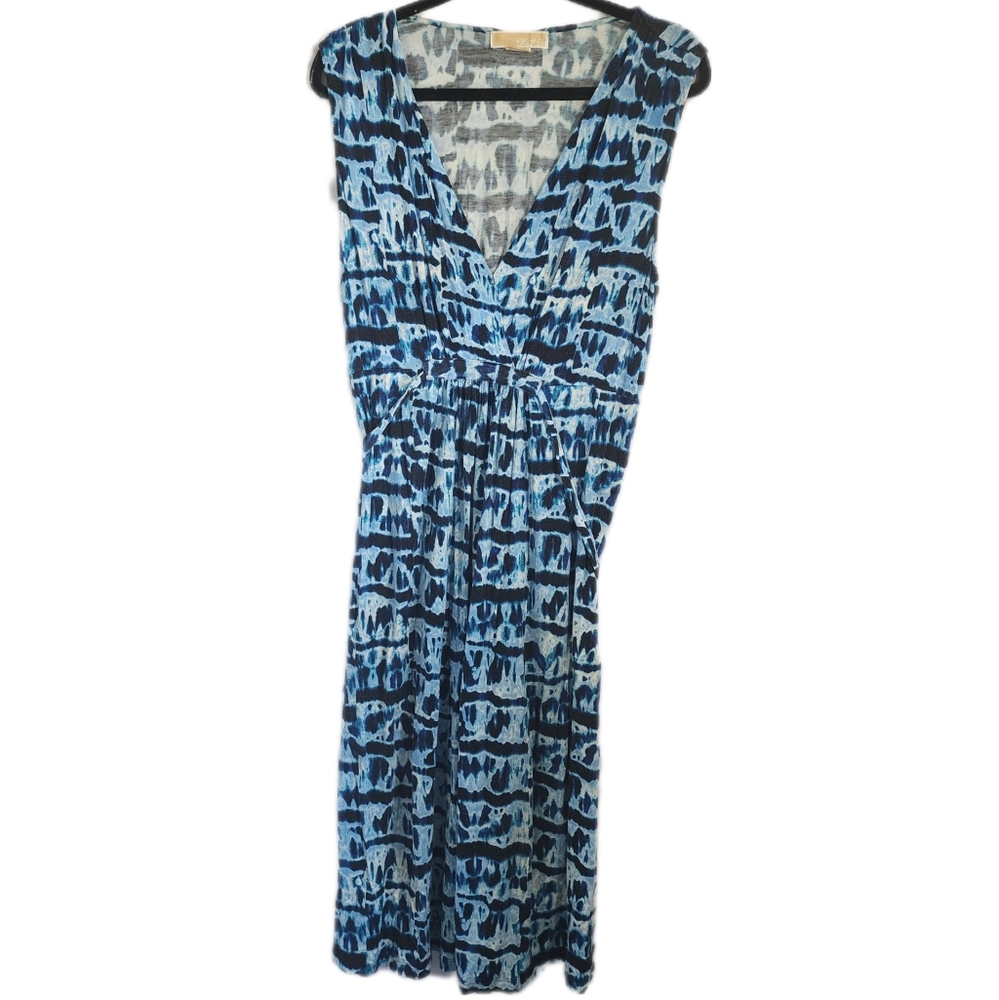 Micheal Kors midi dress blue tie die size Large